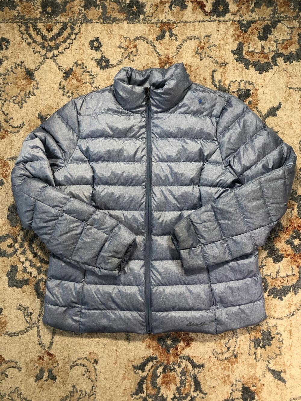 Eddie Bauer Jacket Womens XL Blue EB650 Down Puffer Full Zip Cirruslite Packable